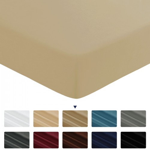 Mattress Covers & Toppers| Subrtex Ultra Soft Fitted Mattress Cover, Queen, Khaki - PC74837