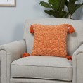 Throw Pillows| allen + roth Chenille 18-in x 18-in Rust 100% Polyester Indoor Decorative Pillow - ET04493