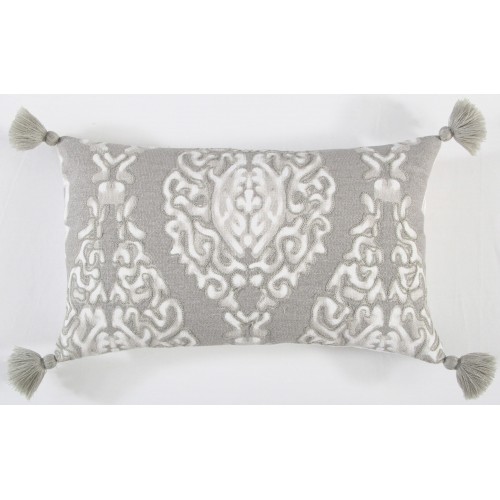 Throw Pillows| allen + roth Damask 11-in x 20-in Grey Damask Cotton Indoor Decorative Pillow - UG54602