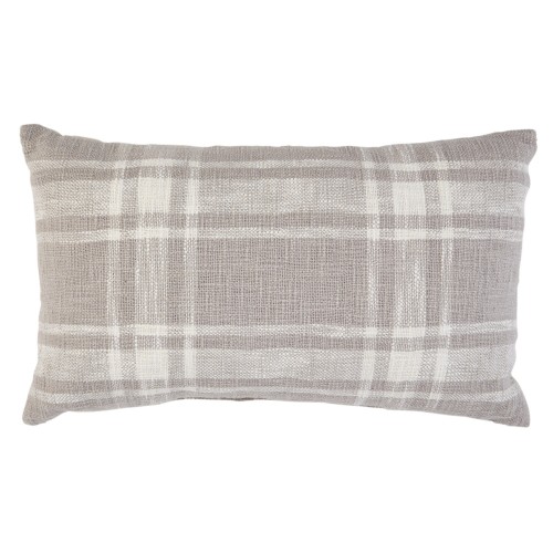 Throw Pillows| allen + roth Plaid 12-in x 20-in Grey 100% Cotton Oblong Indoor Decorative Pillow - HV68015