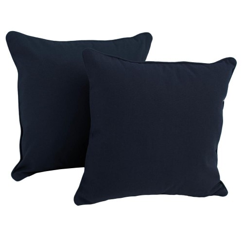 Throw Pillows| Blazing Needles 2-Piece 18-in x 18-in Navy Twill Fabric Indoor Decorative Pillow - VU58322