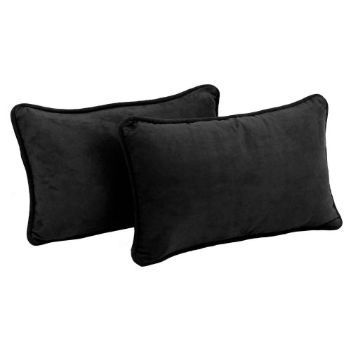 Throw Pillows| Blazing Needles 2-Piece 20-in x 12-in Black Microsuede Fabric (100-percent Polyester) Indoor Decorative Pillow - BH88531