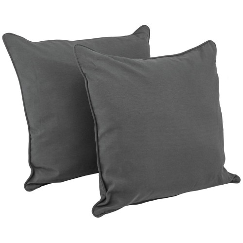 Throw Pillows| Blazing Needles 2-Piece 25-in x 25-in Steel Grey Twill Fabric Indoor Decorative Pillow - AN96482