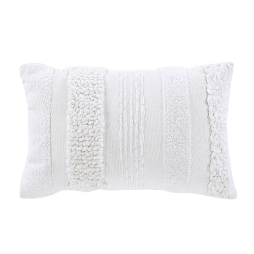 Throw Pillows| Brielle Home Lennon 12-in x 18-in White Cotton Indoor Decorative Pillow - QV27553