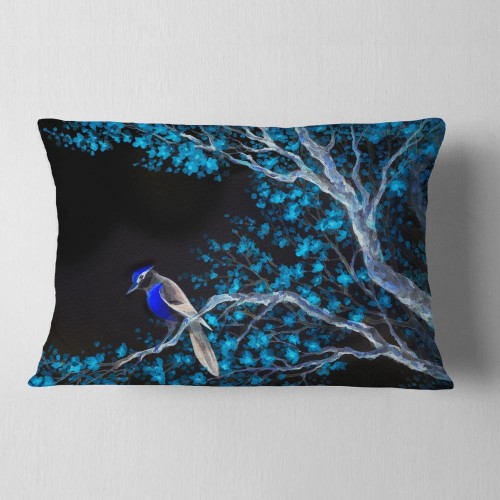 Throw Pillows| Designart 12-in x 20-in Blue Polyester Indoor Decorative Pillow - KL02778
