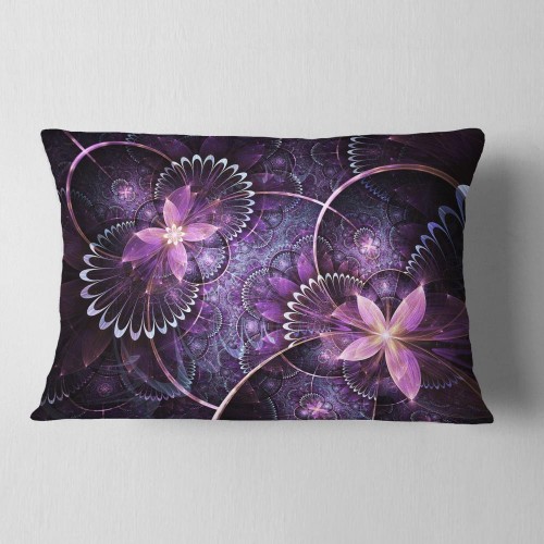 Throw Pillows| Designart 12-in x 20-in Purple Polyester Indoor Decorative Pillow - DV19135