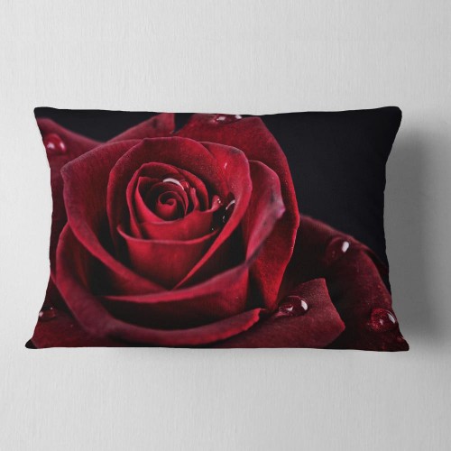 Throw Pillows| Designart 12-in x 20-in Red Polyester Indoor Decorative Pillow - NW99421