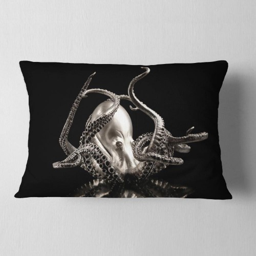 Throw Pillows| Designart 12-in x 20-in Silver Polyester Indoor Decorative Pillow - HE62916