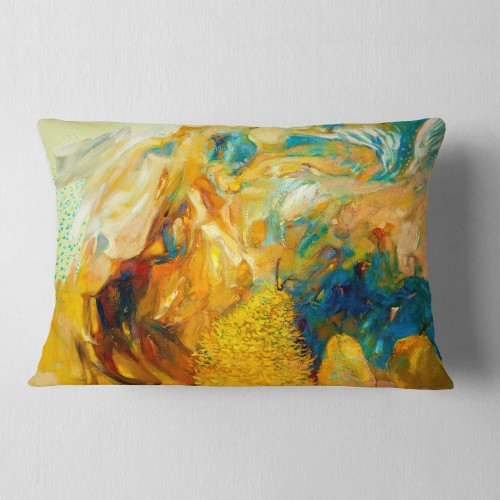 Throw Pillows| Designart 12-in x 20-in Yellow Polyester Indoor Decorative Pillow - CB85495