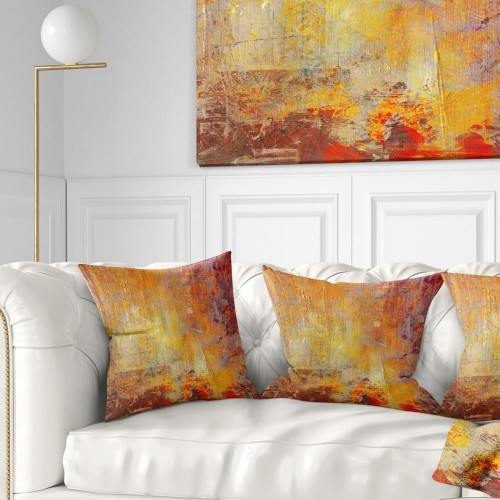 Throw Pillows| Designart 16-in x 16-in Orange Polyester Indoor Decorative Pillow - LB29712