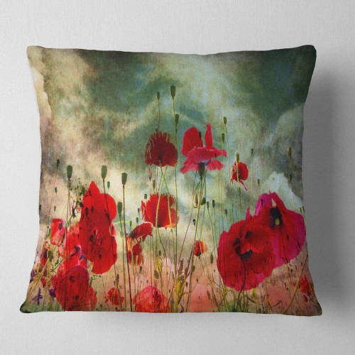 Throw Pillows| Designart 16-in x 16-in Red Polyester Indoor Decorative Pillow - RF18067