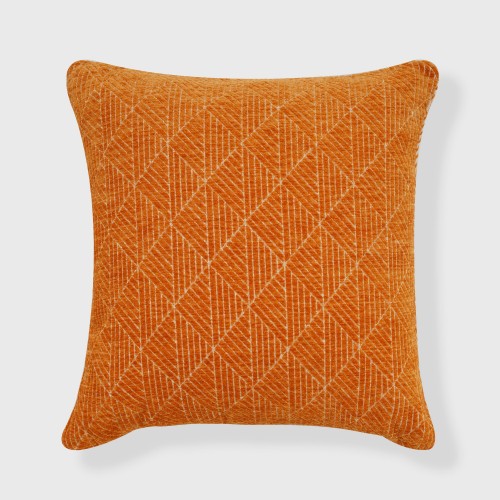 Throw Pillows| FRESHMINT Geometric Chenille 18-in x 18-in Bronze Orange 80% Polyester 20% Recycled Cotton Indoor Decorative Pillow - PK30469