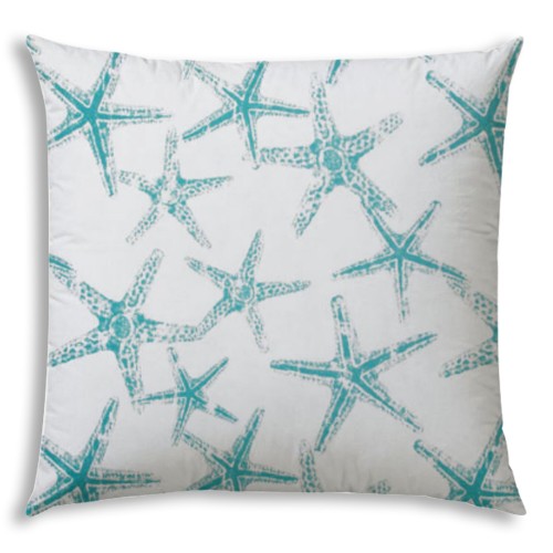 Throw Pillows| Joita 17-in x 17-in Turquoise, White Polyester Indoor Decorative Pillow - FU95124