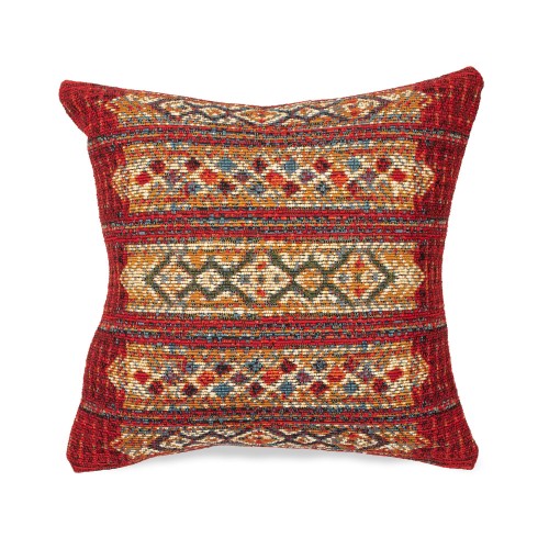 Throw Pillows| Liora Manne Marina 18-in x 18-in Red Tribal Stripe Indoor Decorative Pillow - EI59006