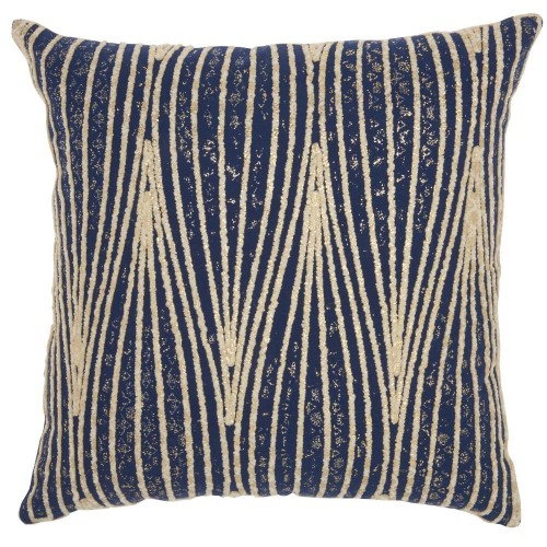 Throw Pillows| Mina Victory Lifestyles 18-in x 18-in Blue 100% Cotton Indoor Decorative Pillow - WB50765