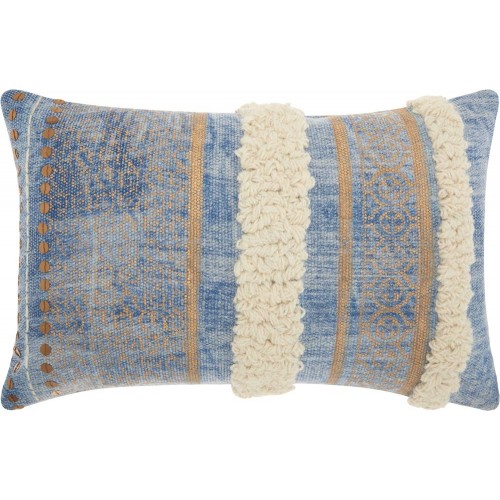 Throw Pillows| Mina Victory Lifestyles 20-in x 20-in Blue 100% Cotton Indoor Decorative Pillow - YD03752