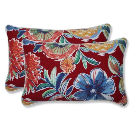 Throw Pillows| Pillow Perfect Colsen Berry 2-Piece 11-1/2-in x 18-1/2-in Red Cotton Indoor Decorative Pillow - LT62618