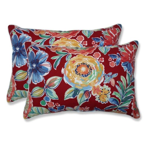 Throw Pillows| Pillow Perfect Colsen Berry 2-Piece 16-1/2-in x 24-1/2-in Red Cotton Indoor Decorative Pillow - QZ19305