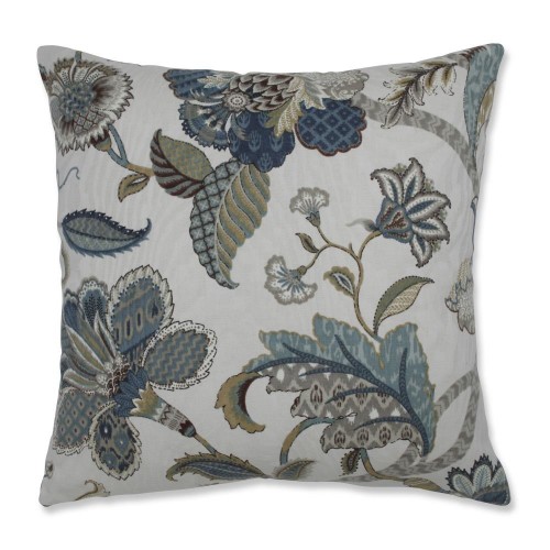 Throw Pillows| Pillow Perfect Finders Keepers French Blue 19-in x 19-in Blue, Off-white Cotton Indoor Decorative Pillow - NZ51432