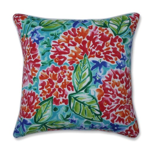 Throw Pillows| Pillow Perfect Garden Blooms Multi 2-Piece 18-1/2-in x 18-1/2-in Pink Cotton Indoor Decorative Pillow - PV25094