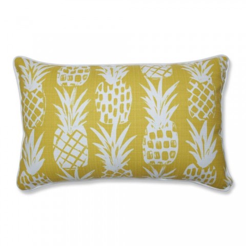 Throw Pillows| Pillow Perfect Pineapple 2-Piece 11-1/2-in x 18-1/2-in Yellow Cotton Indoor Decorative Pillow - YU53615