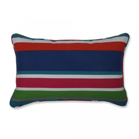 Throw Pillows| Pillow Perfect St. Lucia Stripe 2-Piece 11-1/2-in x 18-1/2-in Blue Cotton Indoor Decorative Pillow - RI84234