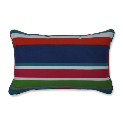 Throw Pillows| Pillow Perfect St. Lucia Stripe 2-Piece 11-1/2-in x 18-1/2-in Blue Cotton Indoor Decorative Pillow - RI84234