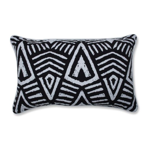 Throw Pillows| Pillow Perfect Tribal Dimensions Black 2-Piece 11-1/2-in x 18-1/2-in Black Cotton Indoor Decorative Pillow - BZ44006