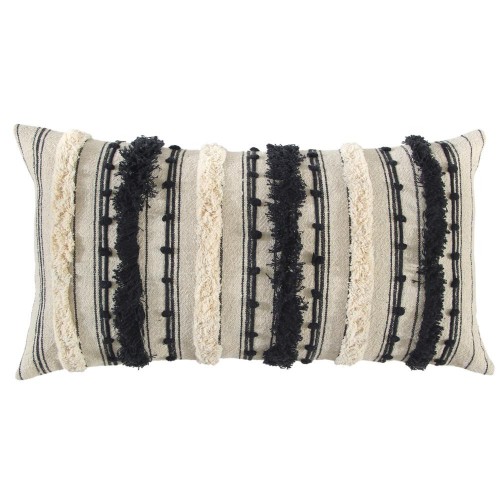 Throw Pillows| Rizzy Home Poly filled pillow 14-in x 26-in Natural/Black 100% Textured Cotton Indoor Decorative Pillow - UD84123