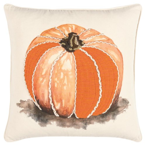 Throw Pillows| Rizzy Home Poly filled pillow 20-in x 20-in Orange 100% Cotton Duck Indoor Decorative Pillow - EO58395