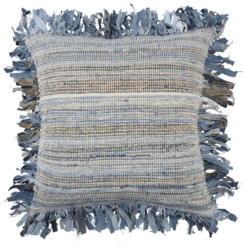 Throw Pillows| Rizzy Home Poly filled pillow 22-in x 22-in Blue 100% Denim Indoor Decorative Pillow - GA06525