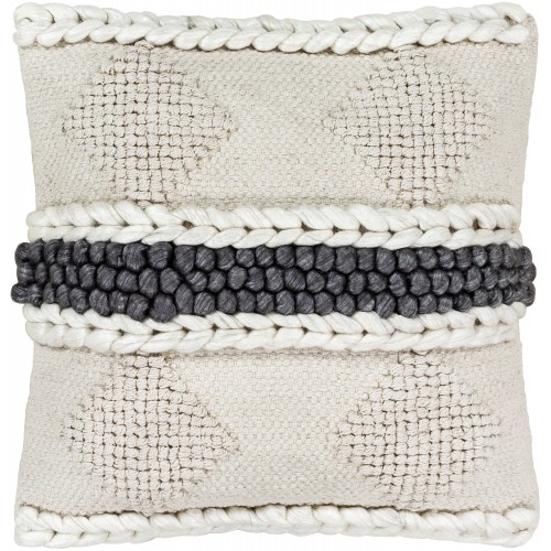 Throw Pillows| Surya Anton 22-in x 22-in Khaki 70% Cotton, 15% Viscose, 15% Wool Indoor Decorative Pillow - PM69498
