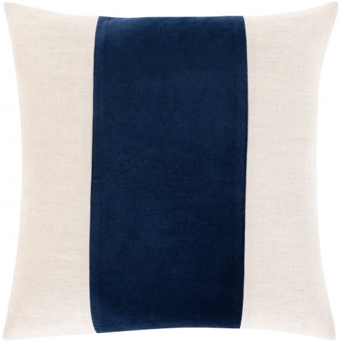 Throw Pillows| Surya Moza 20-in x 20-in Navy/Beige 50% Cotton, 50% Linen Indoor Decorative Pillow - BQ03739