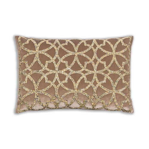 Throw Pillows| undefined Ariel 20-in x 14-in Stone, Gold Velvet Indoor Decorative Pillow - YZ82760