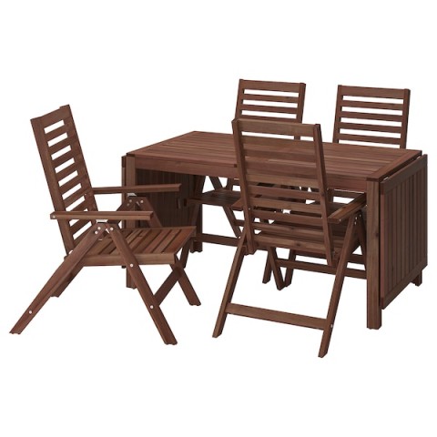 ÄPPLARÖ Table + 4 reclining chairs
