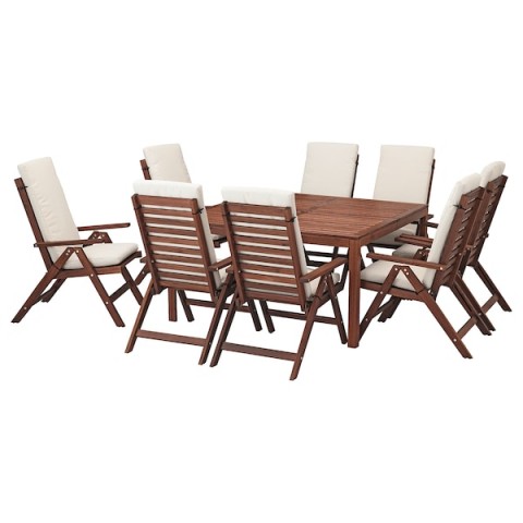 ÄPPLARÖ Table+ and 8 reclining chairs