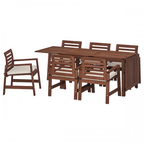 ÄPPLARÖ Table+6 armchairs