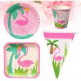 12 Pcs Flamingo Disposable Dinnerware Set Pattern Paper Tableware Party Supplies for Summer Party