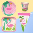 12 Pcs Flamingo Disposable Dinnerware Set Pattern Paper Tableware Party Supplies for Summer Party