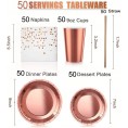 250Pcs Party Tableware Set Rose Gold Plate Cup Straw Wedding Party Decoration Supplies Color : A Size : As shown