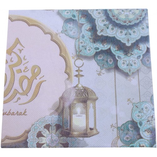 40 pcs Muslim Eid Al-fitr Ramadan Kareem Party Disposable Paper Napkin Happy Ramadan Party Supplies Celebration Tableware Decoration