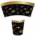 44 PCS Black and Gold Party Supplies Tableware Set Includes Plates Napkins Cups for Happy Retirement Celebration Decorations