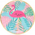 48 Pack Pink Flamingo Foil Decorated Paper Plates for Luau Tropical Birthday Party Supplies 9 Inches