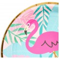 48 Pack Pink Flamingo Foil Decorated Paper Plates for Luau Tropical Birthday Party Supplies 9 Inches