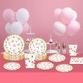53PCS Happy Cherry Party Tableware Supplies Set Including Disposable Plates Cups Napkins Straws Tablecloth Serves 8 Guests for Birthday Baby Shower Decorations