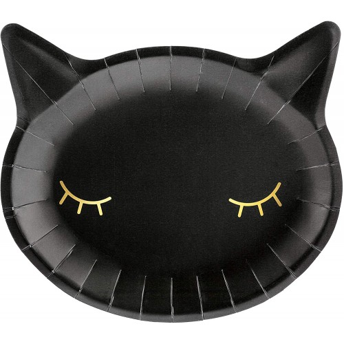 6 Halloween Cat Party Plates Black Cat Birthday Paper Plates Halloween Tableware Decorations Black Halloween Partyware Cat Party Plates