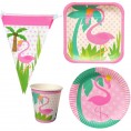 8 Pcs Flamingo Disposable Dinnerware Set Pattern Paper Tableware Party Supplies for Summer Party