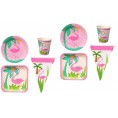 8 Pcs Flamingo Disposable Dinnerware Set Pattern Paper Tableware Party Supplies for Summer Party