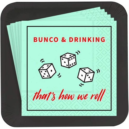 Bunco & Drinking Plate and Napkin Set 18