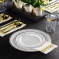 BZGWECD 175 Pieces of Golden Plastic Party Tableware Suitable for 25 People one-time Birthday Party Decoration Cake Plastic Plate Color : Gold-175pcs